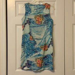 Vintage 90s Floral Blue Sleeveless Mini Dress